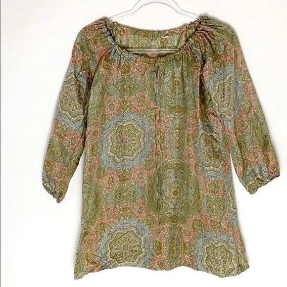 J. Crew harbour paisley silk tunic cover up XS - Picture 2 of 8